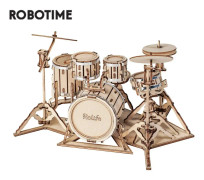 Robotime 4 sorters DIY 3D-musikinstrument Träpusselspel Montering Saxofon Trumset Dragspel Cello Leksak Present för barn