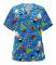 Kvinnor Nursing Uniform Scrub Short Sleeve T-shirt Xmas Blus Tee Toppar Blå M