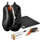 Steelseries Prime+, QcK Large Bundle Ergonomisk gaming-mus Bredbånd Optisk Sort 6 Knapper 18000 dpi Ergonomisk korrekt, Belyst