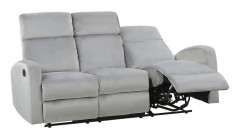 Manuell Reclinersoffa Ljusgrå Sammetsklädsel 3-sits Modern Design Liggfunktion