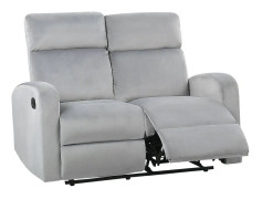 Reclinersoffa 2-sits manuell av sammet ljusgrå VERDAL