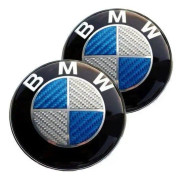 Carbon Fibre Blue/White BMW 82mm Hood Bonnet Hatta Badge Emblem