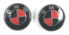 Red Rot/Black Svart BMW Hood Bonnet Hatta Emblem Badge 82mm