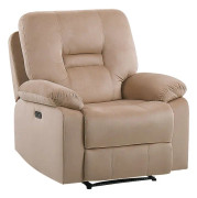 Reclinerfåtölj Beige Sammet Elektrisk Justerbart Rygg och Fotstöd med LED-belysning Modern Vardagsrum