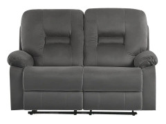 Reclinersoffa 2-sits Mörkgrå Sammet Elektriskt Justerbart Rygg och Fotstöd med LED Modern Vardagsrum