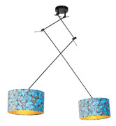 Hängande lampa med velour nyanser fjärilar med guld 35 cm - Blitz II svart