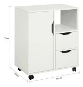 Rootz Home Office File Cabinet Printer Stand- Storage Cabinet on Wheels- Side Table End Table