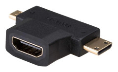Akyga Adapter HDMI-hona - Mini-HDMI-hane+Micro-HDMI-hane - Svart