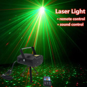Bärbar Mini LED R & G laserprojektor med fjärrkontroll för scenljuseffektjustering Disco KTV Club Party Röststyrning DJ Light