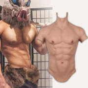 KnowU Cosplay manlig kostym Fake magmuskel män bröstkorsning Macho Realistisk silikonmuskel konstgjord simulering