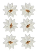 Julblommor 6 st - Vita med glitter - 4 cm