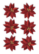 Julblommor 6 st - Röda med glitter - 4 cm