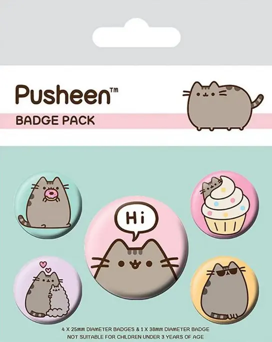 Pusheen Set med knappmärken (5 st)