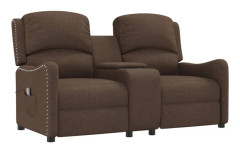 vidaXL 2-sits reclinerfåtölj med mugghållare brun tyg