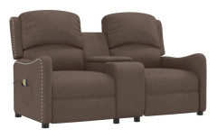 vidaXL 2-sits reclinerfåtölj med mugghållare taupe tyg