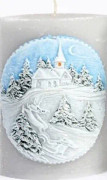 Mondex Candle WINTER LANDSCAPE Ellipse 10x6.5x15cm paraffin gray