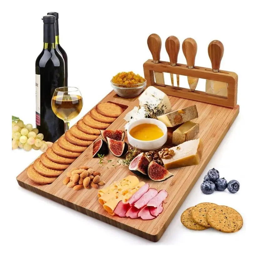 Bamboo Cheese Board Charcuterie Board Sets(36x29x1.5cm)