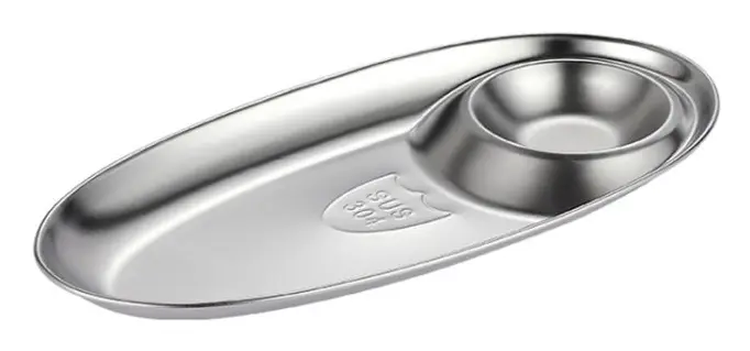 Stainless Steel Seasoning Plate Split Plate Sauce Plate Hotel Barbecue Snack Plate Small