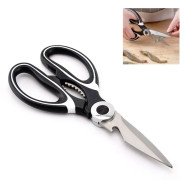 Multifunctional Household Stainless Steel Scissors Can Clamp Food Scissors(Black White)