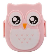 Cartoon Owl Pattern Lunch Box Food Container picnic Storage Box Portable Bento Box(Pink)