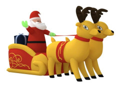 Uppblåsbar juldekoration tomte och ren LED 130 cm