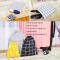 Cotton Linen Drawstring Pocket Sundries Storage Bag, Specification: Small+Medium+Large(Black Lattice)