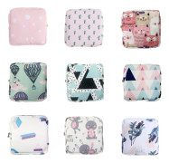 Girls Portable Sanitary Napkin Storage Bag Cosmetic Lipstick Bag(White Geometry)