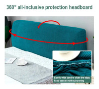 Polar Fleece Elastic Full Covered Headboard Dust Cover, Size:220cm(Emerald Yellow)