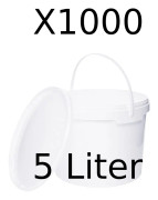 Hink med lock 1000x 5l vit - livsmedelssäker, stabil, lufttät, läckagesäker – förvaringsbehållare, med handtag - 1000 stycken 5 liter per styck.