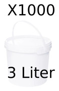 Hink med lock 1000x 3l vit - livsmedelssäker, stabil, lufttät - plasthink med handtag - tom, 1000 stycken vardera 3 liter