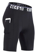SIGETU Quick-drying Stretch Tights Five Pants (Color:Black Size:L)