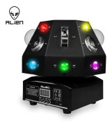 ALIEN 4 IN 1 DMX RGBWY LED rörlig huvudstrålepunkt Regnbåge Grön Laser DJ Disco Party Dans Bröllopsbar Scen Ljuseffekt