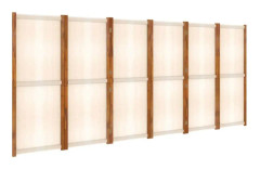 vidaXL Rumsavdelare 6 paneler gräddvit 420x180 cm