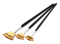 3 PCS / Set Long Rod Fishtail Fan-Shaped Gouache Brush Nylon Wool Watercolor Art Brush(Black)