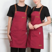 Milk Tea Coffee Fondue Restaurant Canvas Apron(Red)