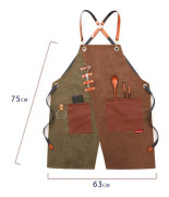 Denim Apron Barber Milk Tea Shop Waiter Overalls(Green-yellow Hook Strap)