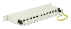 Delock - Patch-panel - CAT 6a - RJ-45 X 12 - ljusgrå, RAL 7035 - 0.5U - 10"