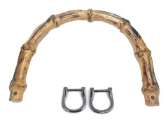 10 PCS Luggage Accessories Simulation Bamboo Handle With Metal Buckle(Middle Holes With Gun Button)