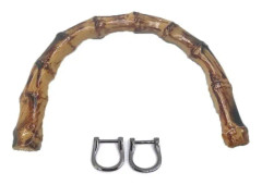 10 PCS Luggage Accessories Simulation Bamboo Handle With Metal Buckle(Side Holes With Gun Button)