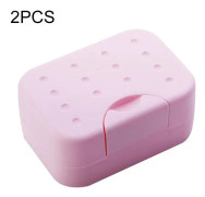 2 PCS Portable Travel Soap Box(Pink)