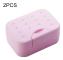 2 PCS Portable Travel Soap Box(Pink)