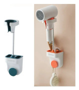 Adjustable Hair Dryer Bracket Punch-Free Shelf Shower Bracket(Blue)