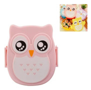 Cartoon Owl Pattern Lunch Box Food Container picnic Storage Box Portable Bento Box(Pink)