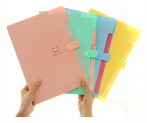 Candy-colored Smiling Face Multi-layer Portfolio Pouch Plastic Information Book File Folder(Blue Green)