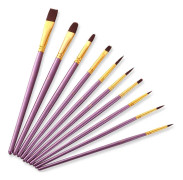 ZHU TING 20 PCS / 2 Sets Pearl Rod Nylon Hair Combination Brush Oil Paint Brush(Purple Rods)