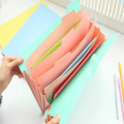 Candy-colored Smiling Face Multi-layer Portfolio Pouch Plastic Information Book File Folder(Royal Blue)