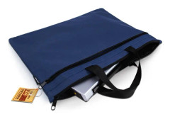 Deli 5840 Portable Canvas Zipper File Bag Double Simple Storage Bag(Black)