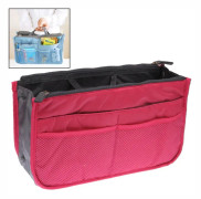 Thicken Portable Multi-function Double Zipper Cosmetic Bag, Storage Bag in Bag (Magenta)