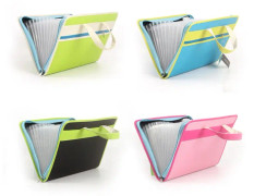 Creative Organ Multi-layer Clip Oxford Cloth A4 Portable Zipper Briefcase(Pink)