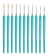 11 PCS Full Sets WeiZhuang Hook Line Pen Painting Hand-painted Watercolor Wolf Mint Hook Line Pen Painting Stroke Thin Line Brush, Color:Sky Blue